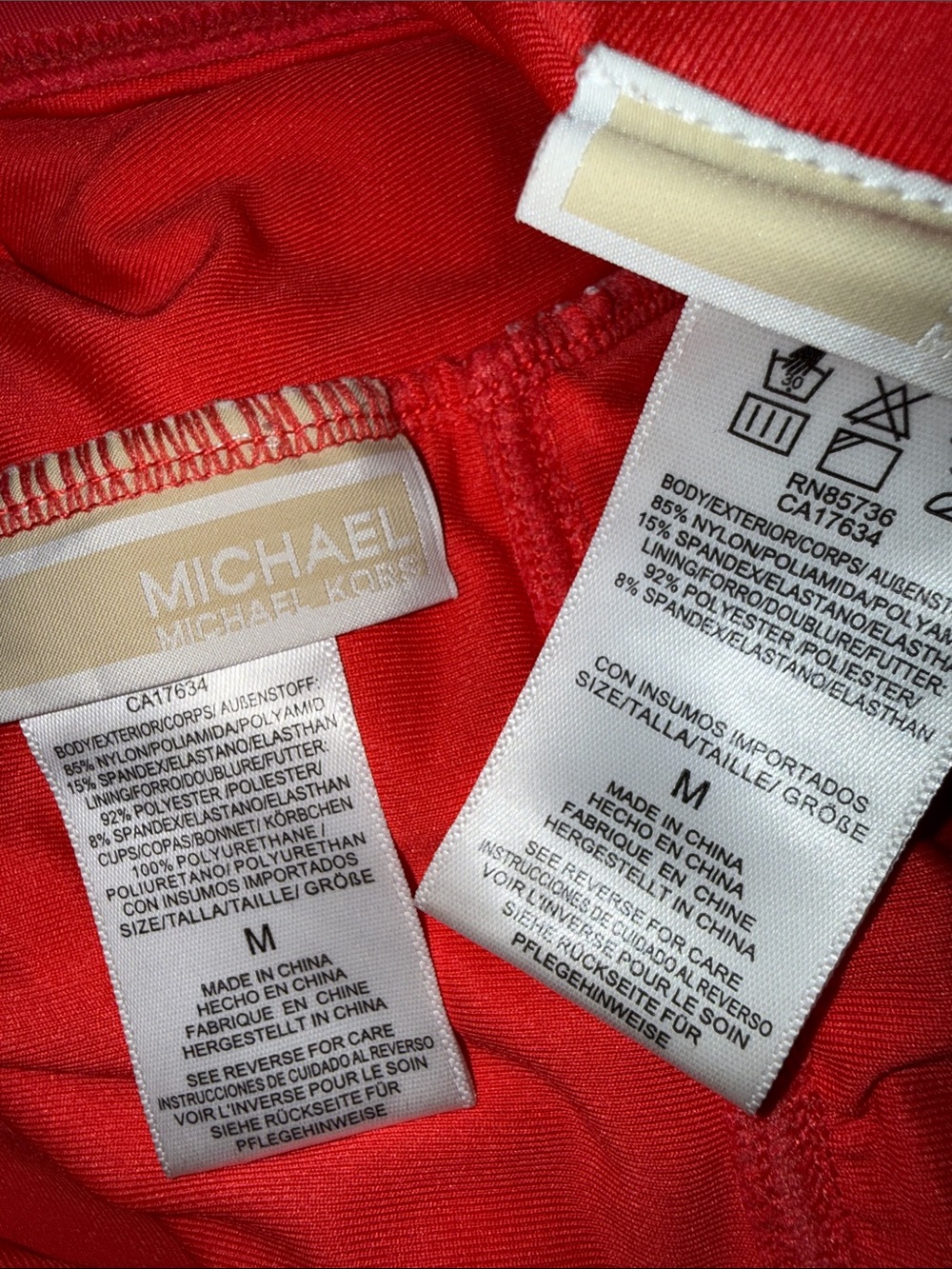 MICHAEL Michael Kors Shirred Halter Tankini 2 Piece Set NWOT Coral Salmon Medium - Picture 2 of 8